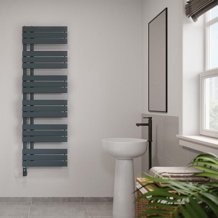 Tristan - Anthracite Electric Towel Rail H1564mm x W500mm 700w Thermostatic WIFI