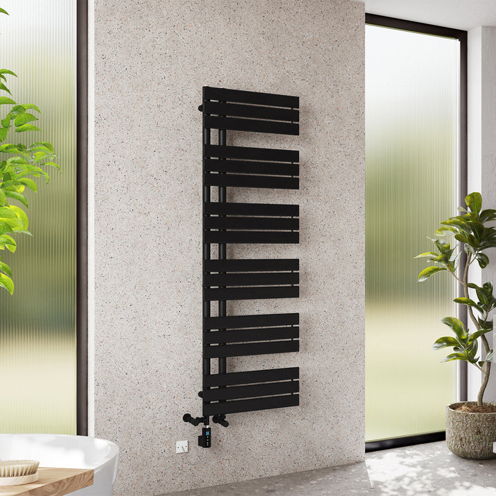 Tristan - Black Dual Fuel Towel Rail H1564mm x W500mm Thermostatic WIFI