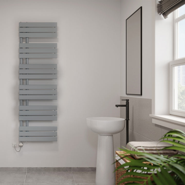 Tristan - Silver Electric Towel Rail H1564mm x W500mm 700w Thermostatic