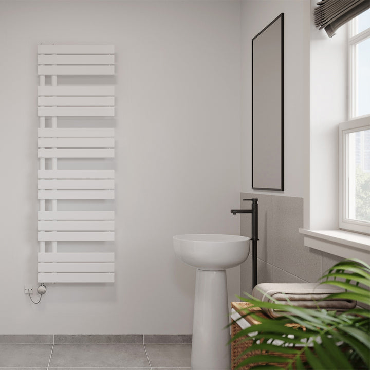 Tristan - White Electric Towel Rail H1564mm x W500mm 600w Thermostatic