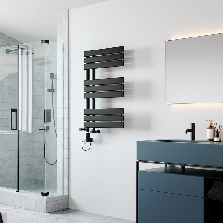 Tristan - Black Dual Fuel Towel Rail H816mm x W500mm Thermostatic WIFI