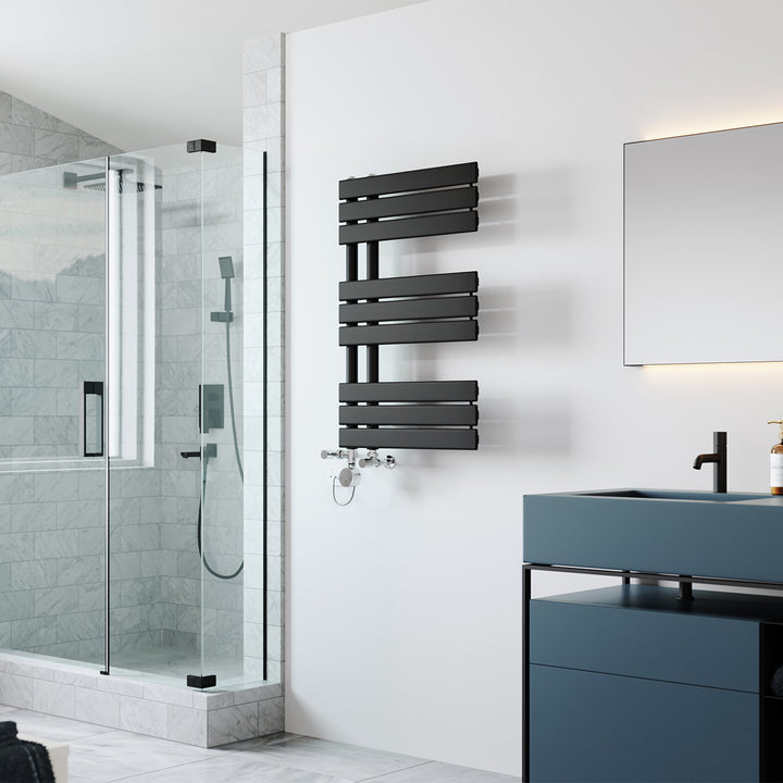 Tristan - Black Dual Fuel Towel Rail H816mm x W500mm Thermostatic
