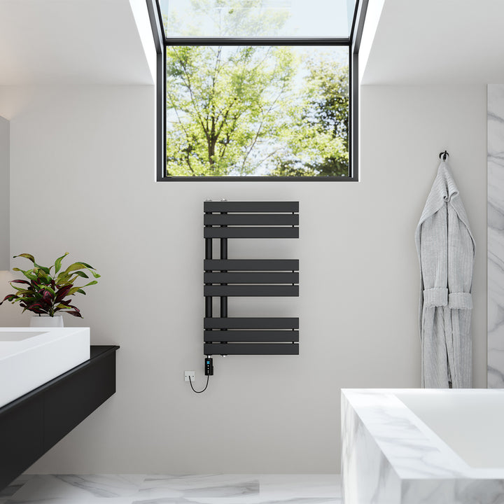 Tristan - Black Electric Towel Rail H816mm x W500mm 300w Thermostatic WIFI