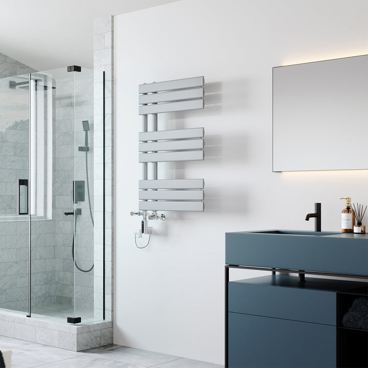 Tristan - Silver Dual Fuel Towel Rail H816mm x W500mm Thermostatic WIFI