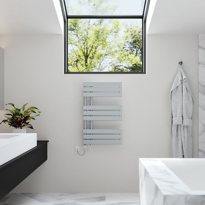 Tristan - Silver Electric Towel Rail H816mm x W500mm 400w Thermostatic