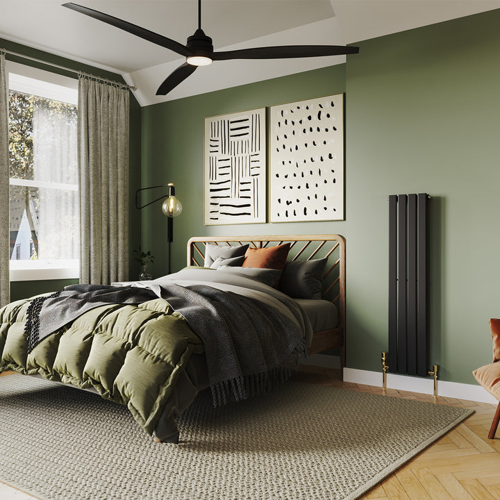 Typhoon - Black Designer Radiator H1200mm x W272mm Single Panel - Feet Included