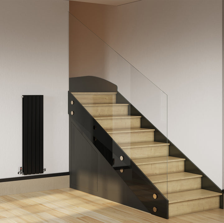Typhoon - Black Designer Radiator H1200mm x W340mm Double Panel - Feet Included