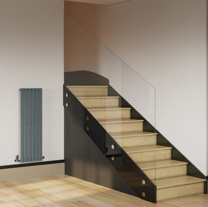 Typhoon - Anthracite Designer Radiator H1200mm x W408mm Single Panel - Feet Included