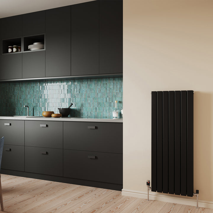 Typhoon - Black Designer Radiator H1200mm x W476mm Double Panel - Feet Included