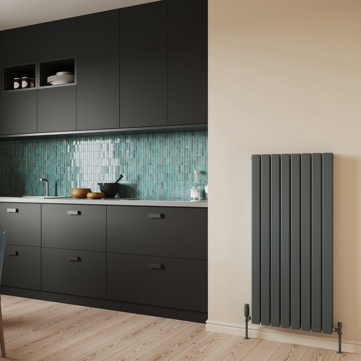 Typhoon - Anthracite Designer Radiator H1200mm x W544mm Double Panel - Feet Included