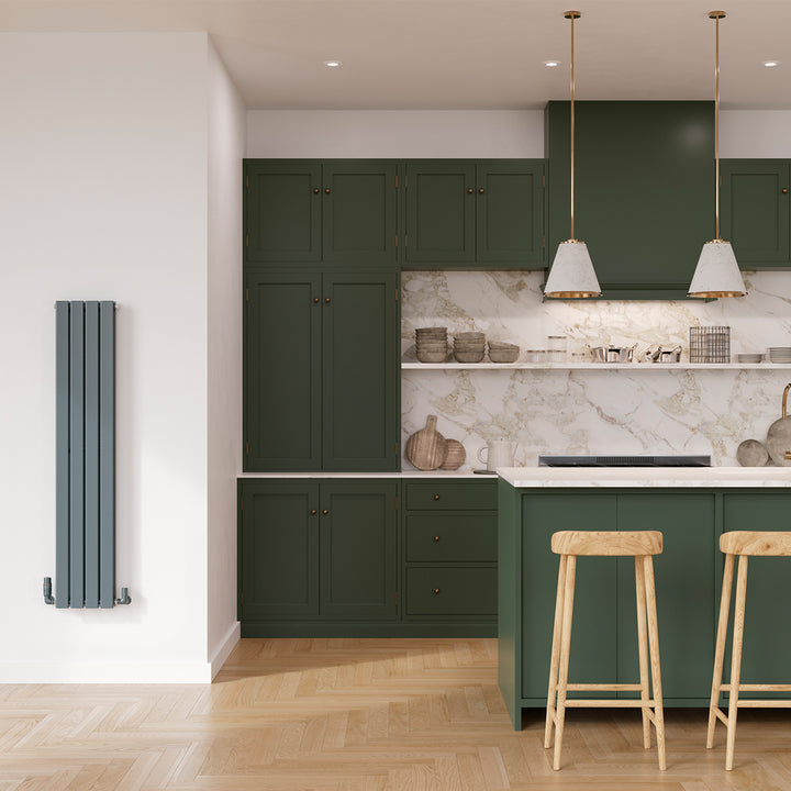Typhoon - Anthracite Designer Radiator H1400mm x W272mm Double Panel - Feet Included
