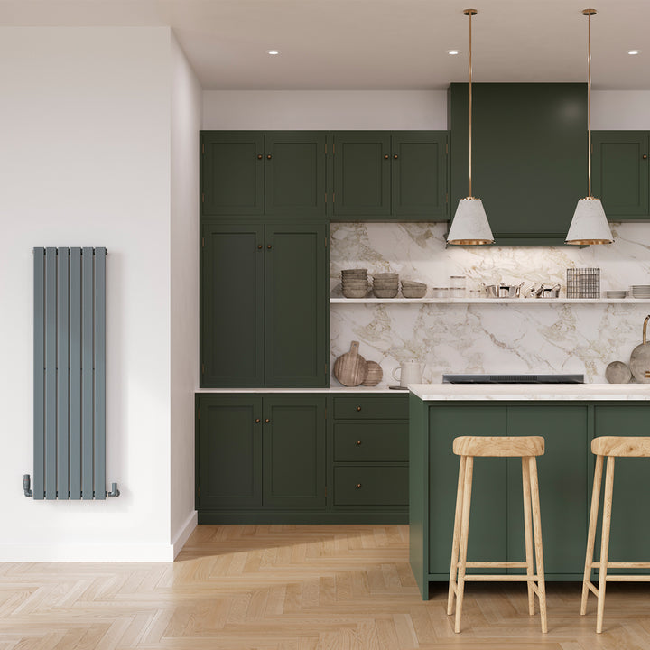 Typhoon - Anthracite Designer Radiator H1400mm x W408mm Single Panel - Feet Included