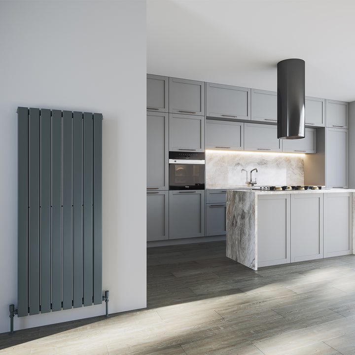 Typhoon - Anthracite Designer Radiator H1400mm x W544mm Double Panel - Feet Included