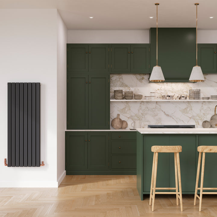 Typhoon - Black Vertical Radiator H1400mm x W544mm Double Panel