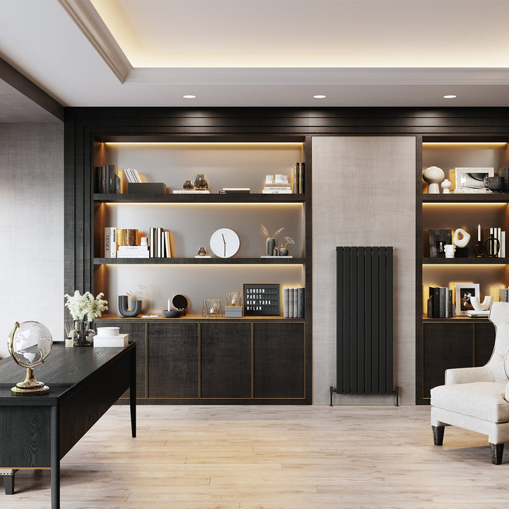 Typhoon - Black Vertical Radiator H1400mm x W544mm Single Panel