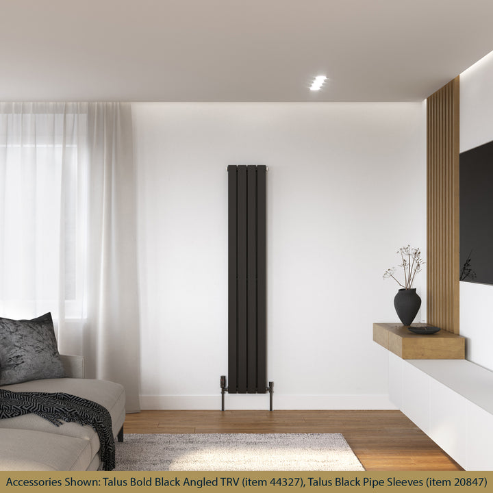 Typhoon - Black Designer Radiator H1600mm x W272mm Double Panel - Feet Included