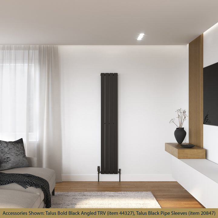 Typhoon - Black Designer Radiator H1600mm x W272mm Single Panel - Feet Included