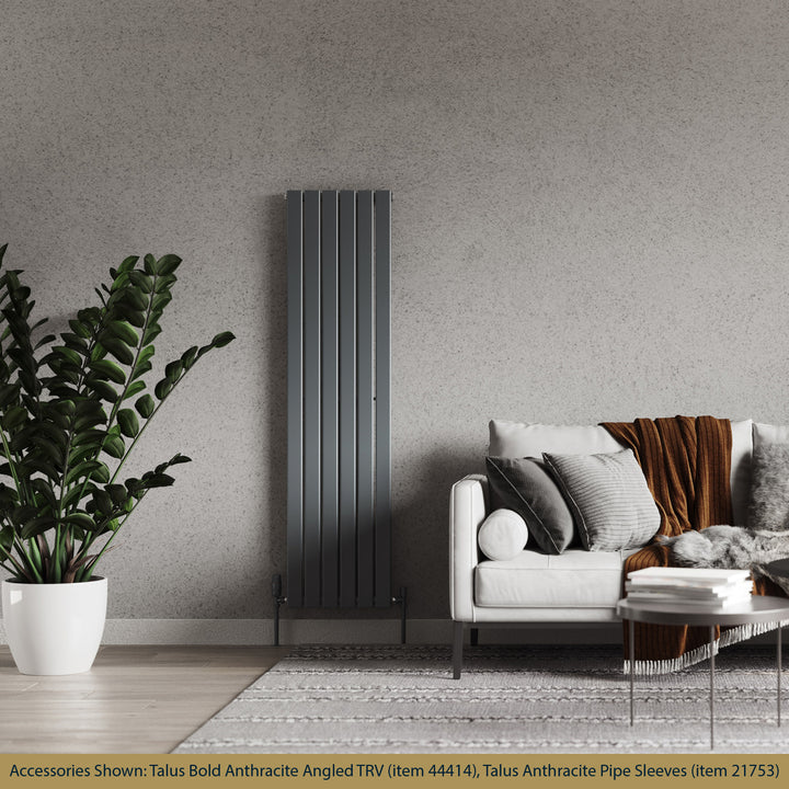 Typhoon - Anthracite Designer Radiator H1600mm x W408mm Single Panel - Feet Included