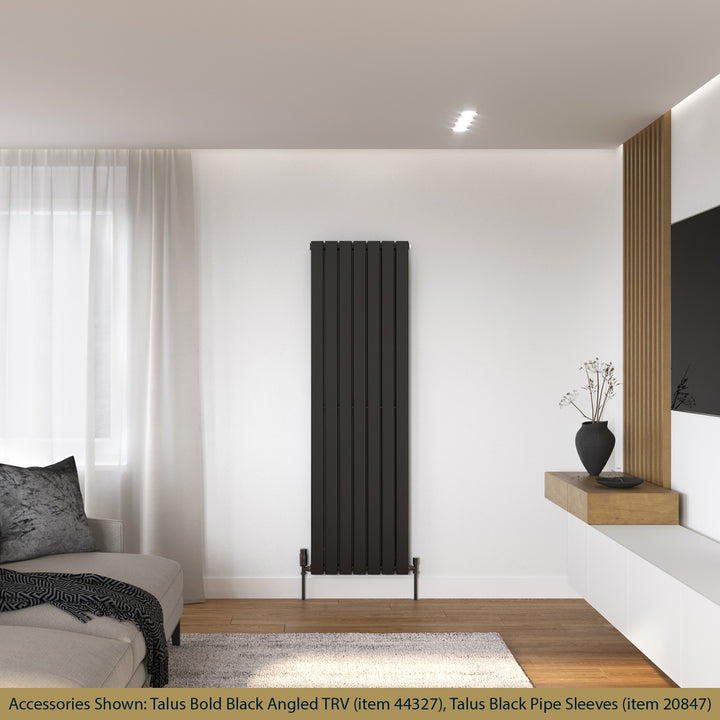 Typhoon - Black Vertical Radiator H1600mm x W476mm Double Panel