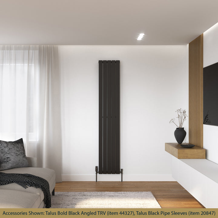 Typhoon - Black Designer Radiator H1800mm x W340mm Single Panel - Feet Included
