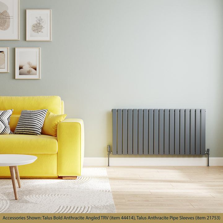 Typhoon - Anthracite Designer Radiator H600mm x W1224mm Single Panel - Feet Included