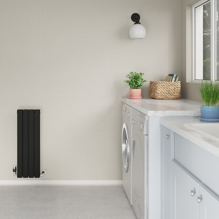 Typhoon - Black Designer Radiator H800mm x W272mm Double Panel - Feet Included