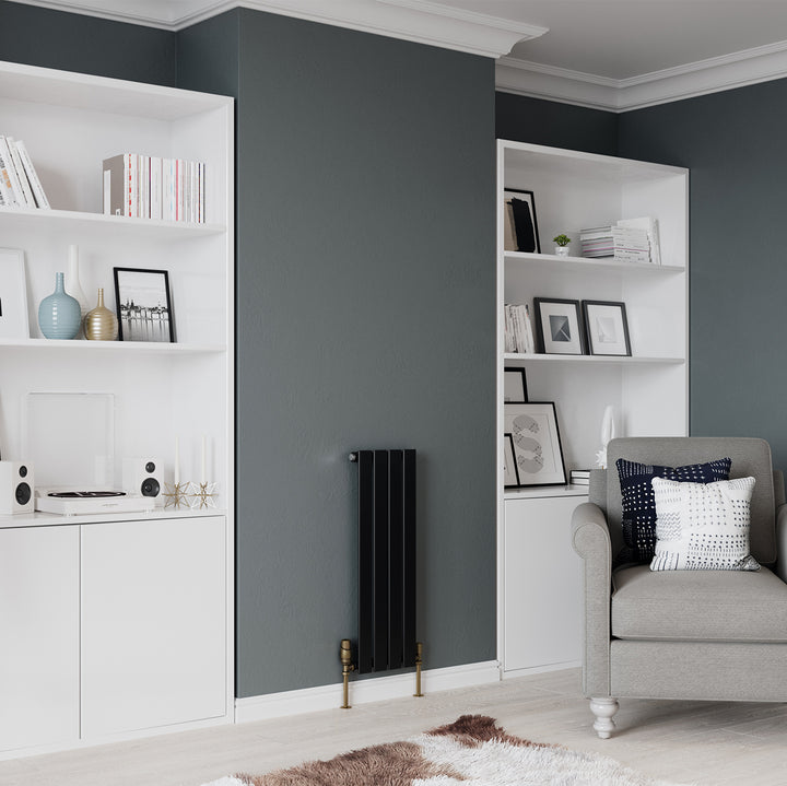 Typhoon - Black Designer Radiator H800mm x W272mm Single Panel - Feet Included