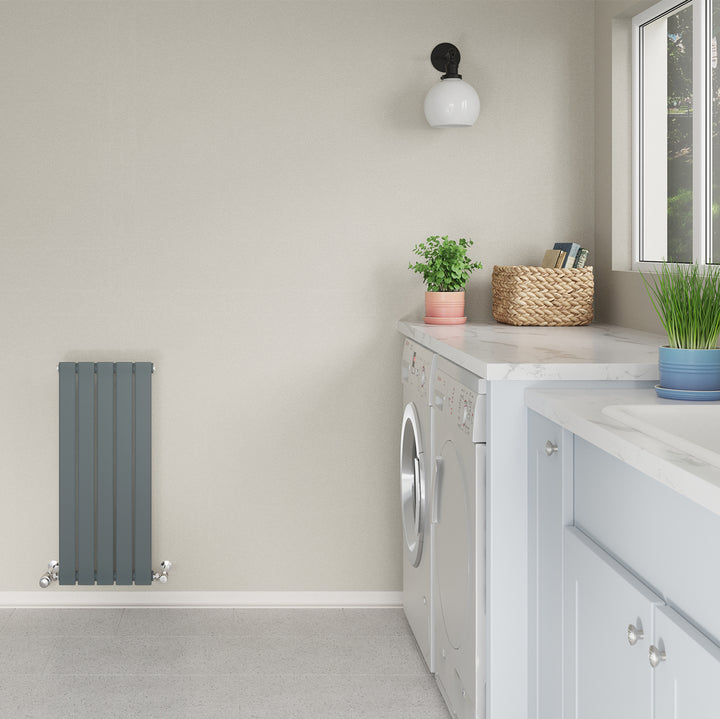 Typhoon - Anthracite Designer Radiator H800mm x W340mm Single Panel - Feet Included
