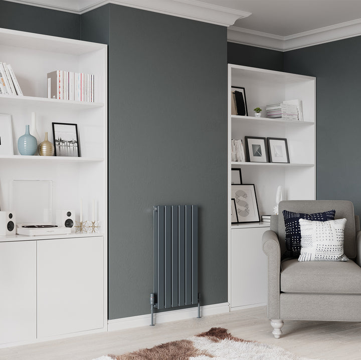Typhoon - Anthracite Designer Radiator H800mm x W408mm Double Panel - Feet Included