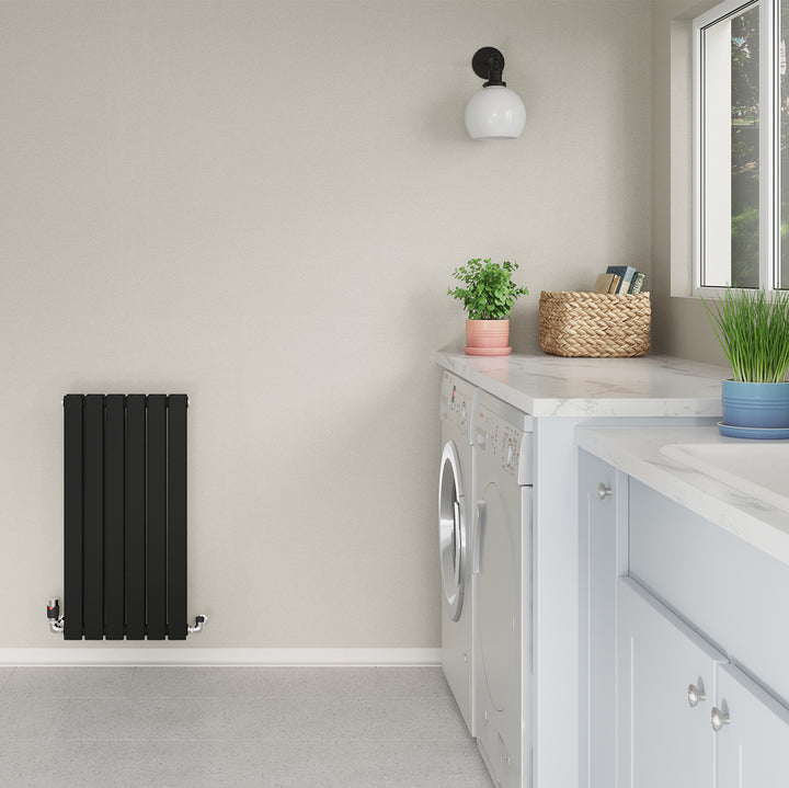 Typhoon - Black Designer Radiator H800mm x W408mm Double Panel - Feet Included