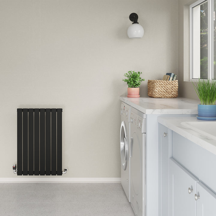 Typhoon - Black Designer Radiator H800mm x W544mm Single Panel - Feet Included