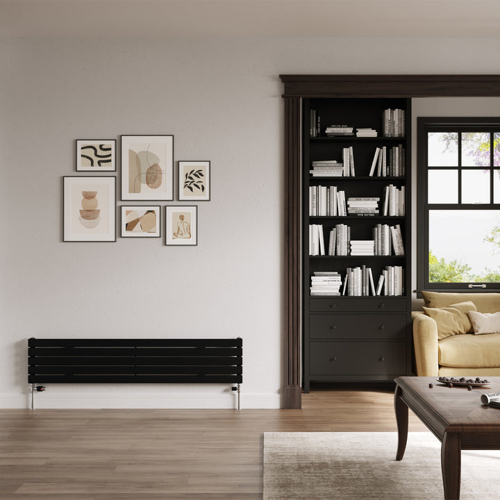 Typhoon Axis - Black Horizontal Radiator H340mm x W1600mm Single Panel