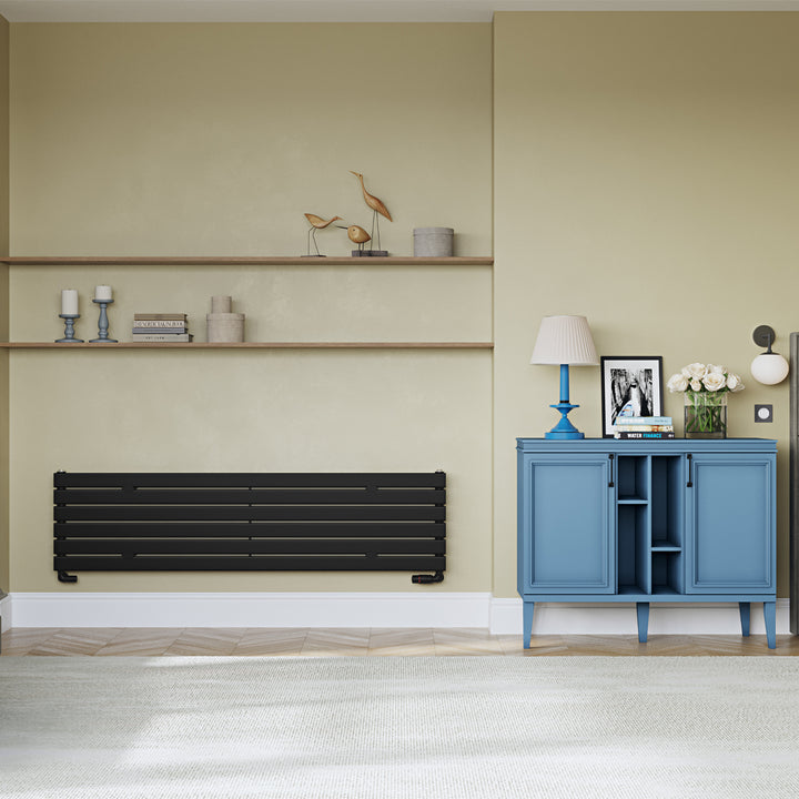 Typhoon Axis - Black Horizontal Radiator H408mm x W1600mm Single Panel