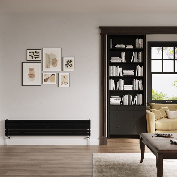 Typhoon Axis - Black Horizontal Radiator H340mm x W1800mm Single Panel