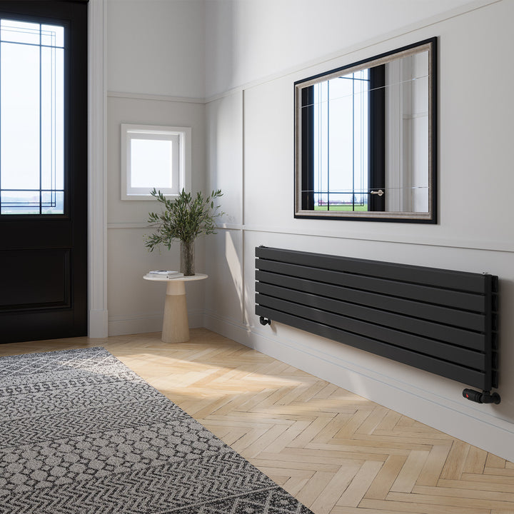 Typhoon Axis - Black Horizontal Radiator H408mm x W1800mm Double Panel