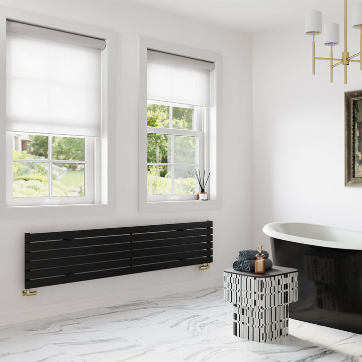 Typhoon Axis - Black Horizontal Radiator H408mm x W1800mm Single Panel