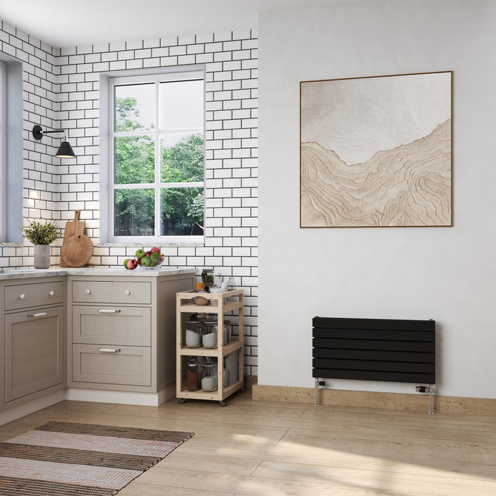 Typhoon Axis - Black Horizontal Radiator H408mm x W800mm Double Panel