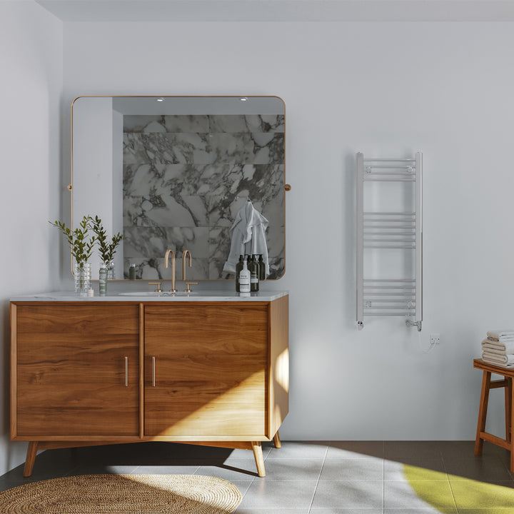 Zennor - Chrome Dual Fuel Towel Rail H1000mm x W400mm Standard - Straight