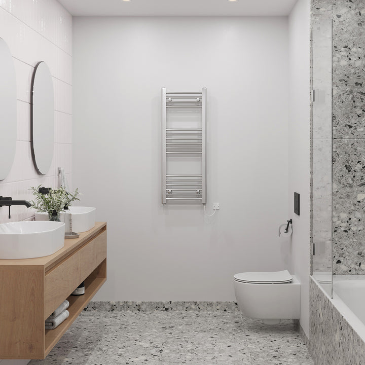 Zennor - Chrome Electric Towel Rail H1000mm x W400mm Straight 200w Standard
