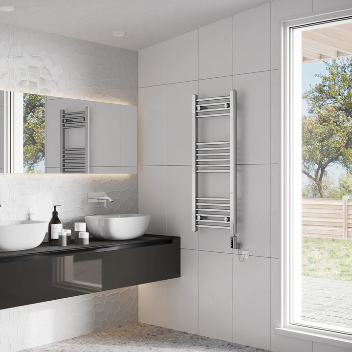 Zennor - Chrome Electric Towel Rail H1000mm x W400mm Straight 200w Thermostatic WIFI