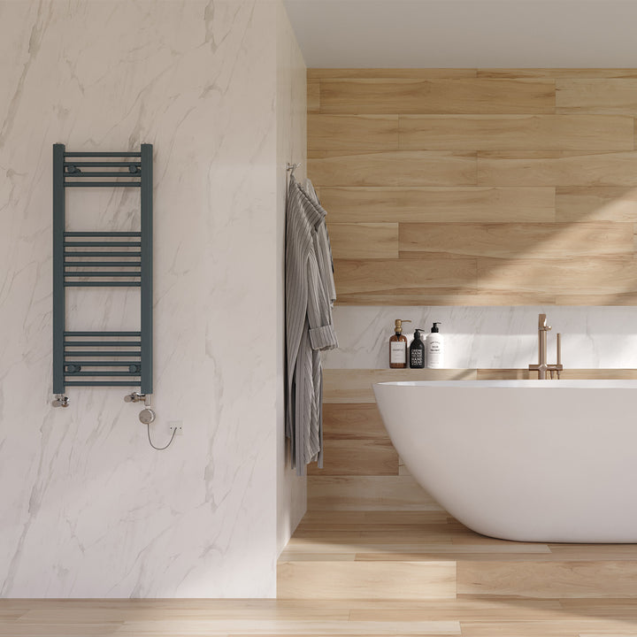 Zennor - Anthracite Dual Fuel Towel Rail H1000mm x W400mm Thermostatic - Straight