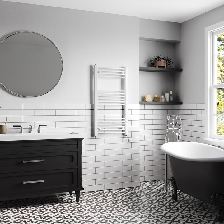 Zennor - White Electric Towel Rail H1000mm x W500mm Curved 400w Standard