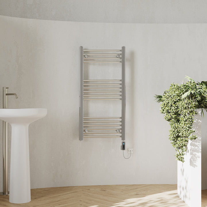 Zennor - Chrome Electric Towel Rail H1000mm x W500mm Straight 300w Thermostatic WIFI