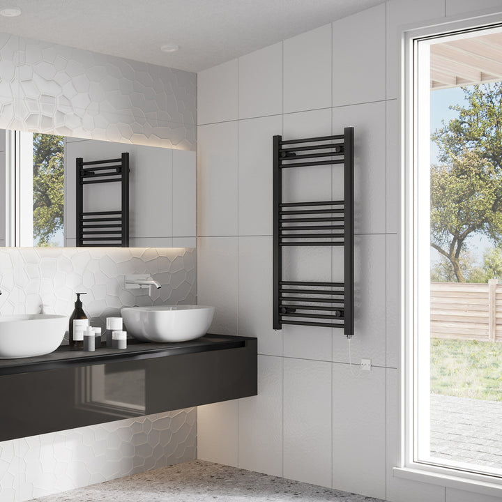 Zennor - Black Electric Towel Rail H1000mm x W500mm Straight 400w Standard