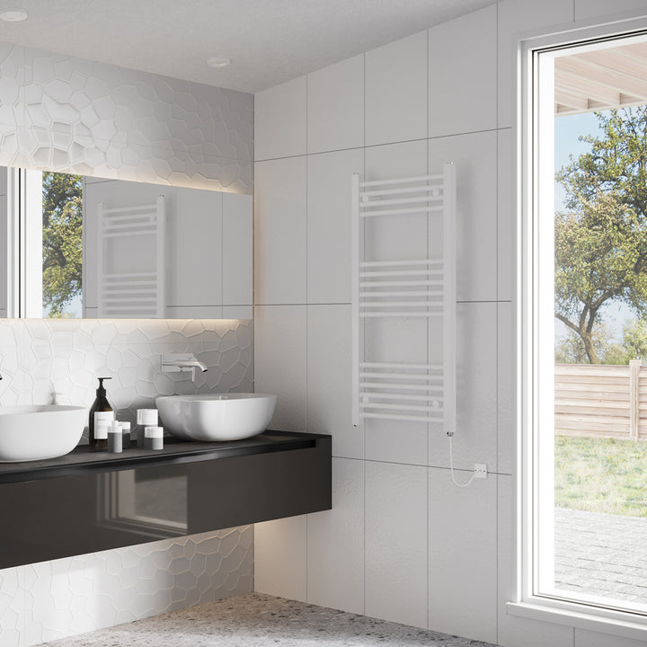 Zennor - White Electric Towel Rail H1000mm x W500mm Straight 400w Standard