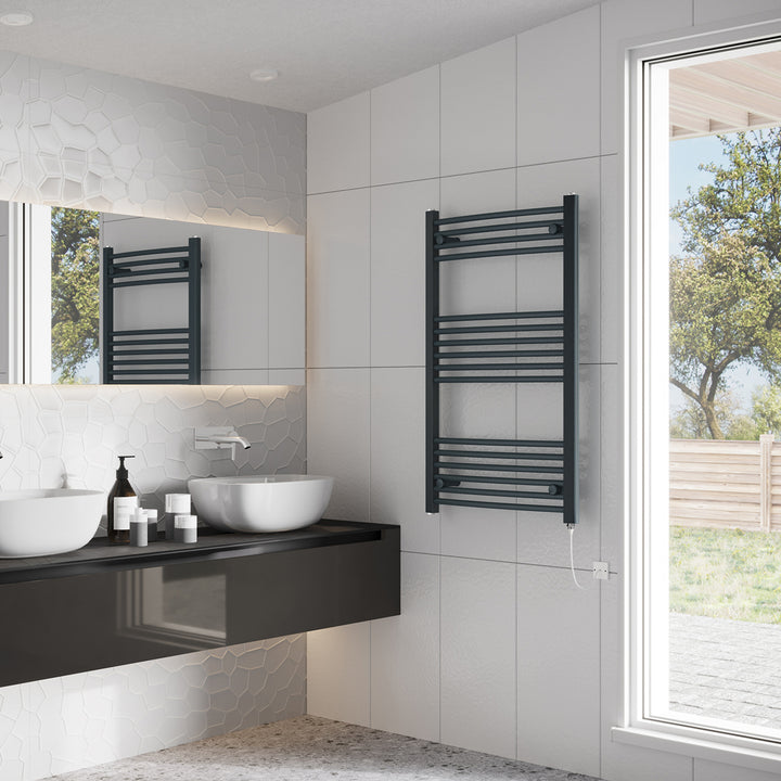 Zennor - Anthracite Electric Towel Rail H1000mm x W600mm Curved 500w Standard