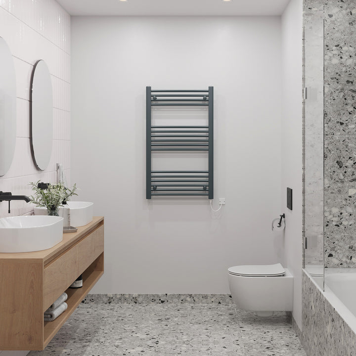 Zennor - Anthracite Electric Towel Rail H1000mm x W600mm Straight 500w Standard