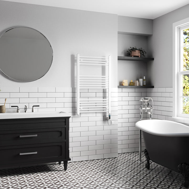 Zennor - White Electric Towel Rail H1000mm x W600mm Straight 500w Thermostatic WIFI