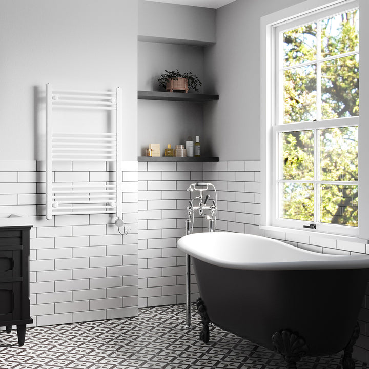 Zennor - White Electric Towel Rail H1000mm x W600mm Straight 500w Thermostatic