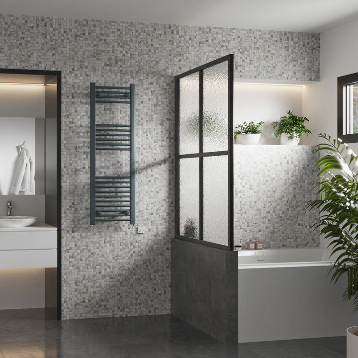 Zennor - Anthracite Electric Towel Rail H1200mm x W400mm Curved 400w Standard